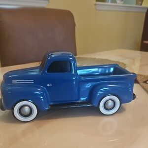 1948 Ford Series Truck Blue White Wall Tires Could Be Planter Or Candy Dish.